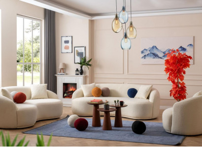 Wohnzimmer Set 3tlg. Designer Sofagarnitur 4+3+1 Sitz Wohnlandschaft